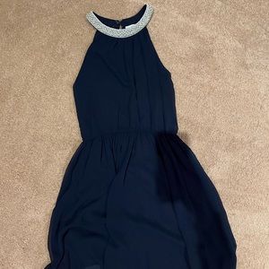 Short, navy blue formal dress